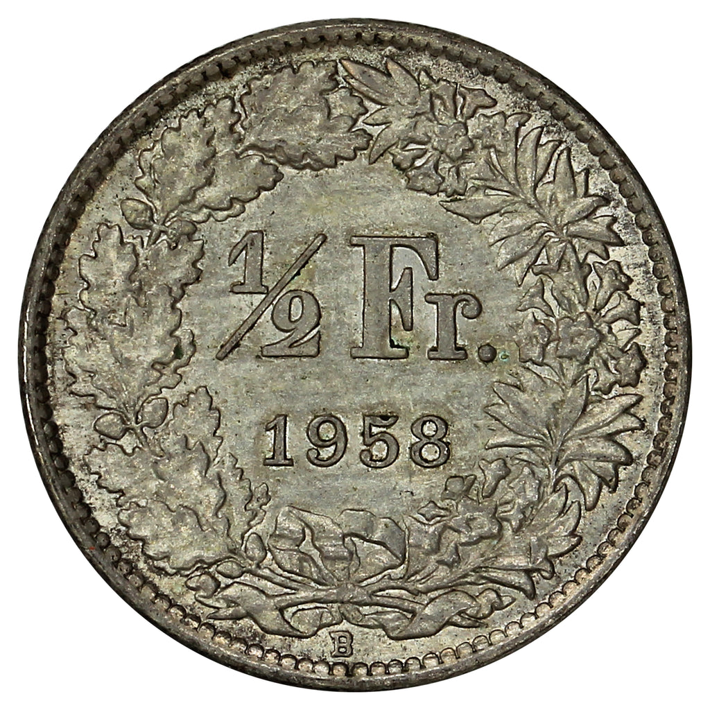 Switzerland 1958B 1/2 Franc Uncirculated (MS60)
