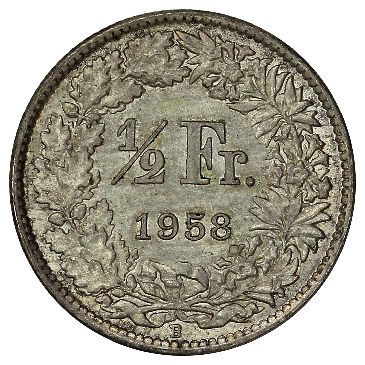 Switzerland 1958B 1/2 Franc Uncirculated (MS60)