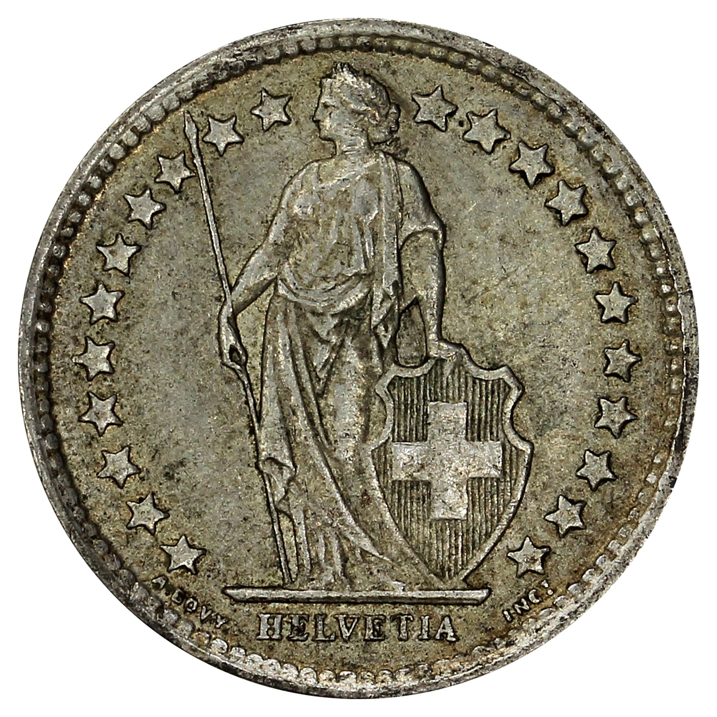 Switzerland 1958B 1/2 Franc Almost Uncirculated (AU50)