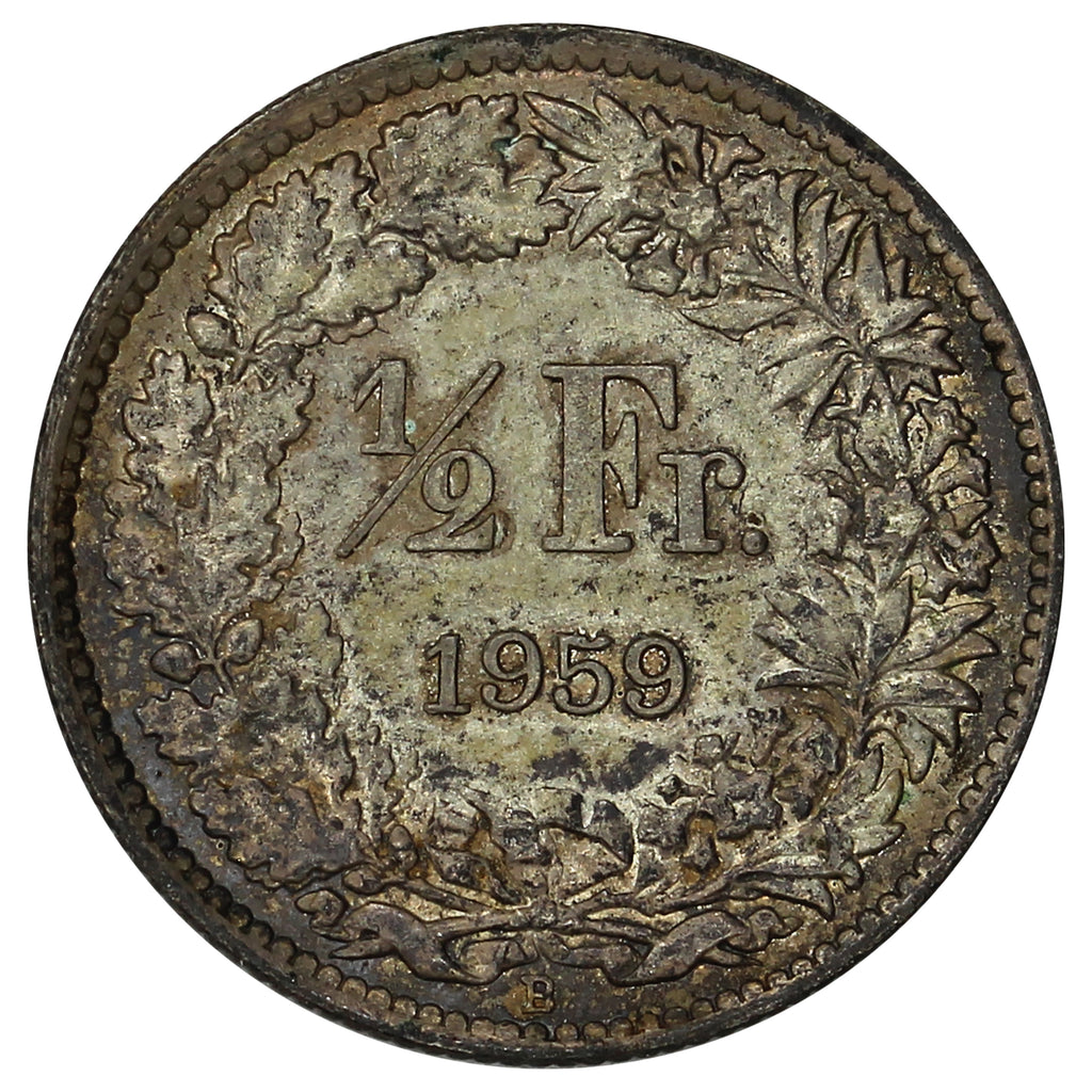 Switzerland 1959B 1/2 Franc Almost Uncirculated (AU-50)