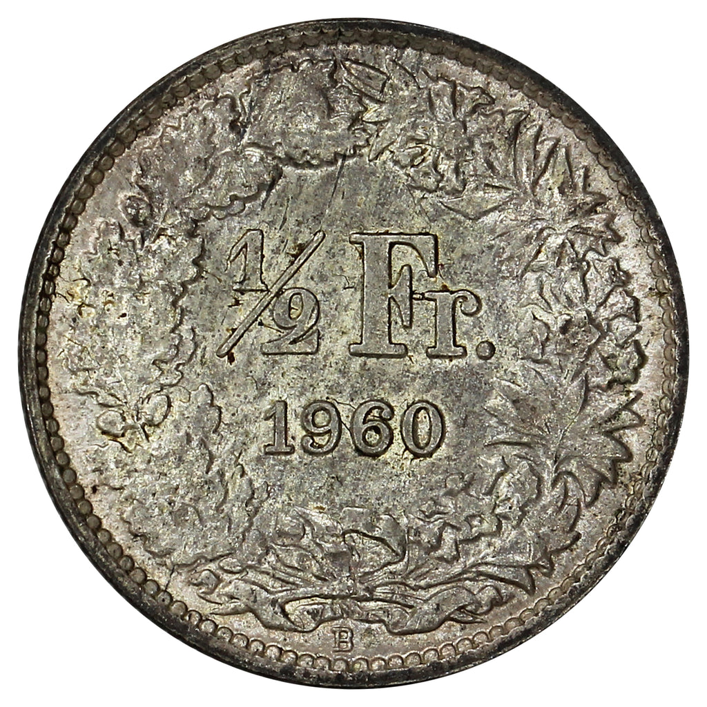 Switzerland 1960B 1/2 Franc Uncirculated (MS60)