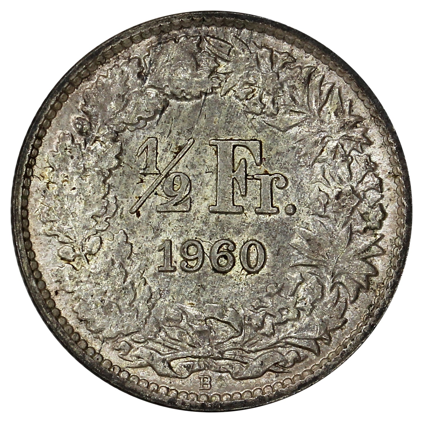 Switzerland 1960B 1/2 Franc Uncirculated (MS60)