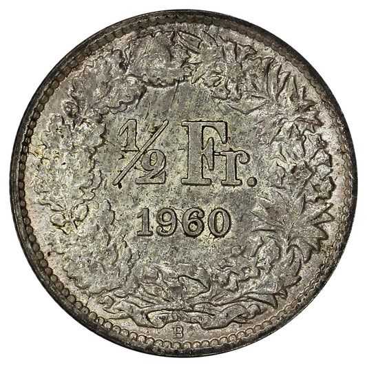 Switzerland 1960B 1/2 Franc Uncirculated (MS60)
