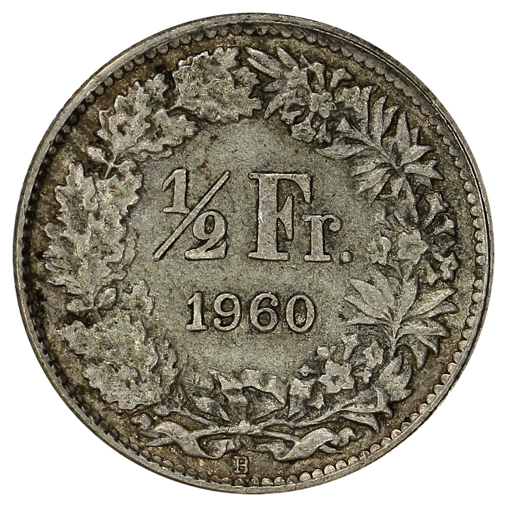 Switzerland 1960B 1/2 Franc Almost Uncirculated (AU50)