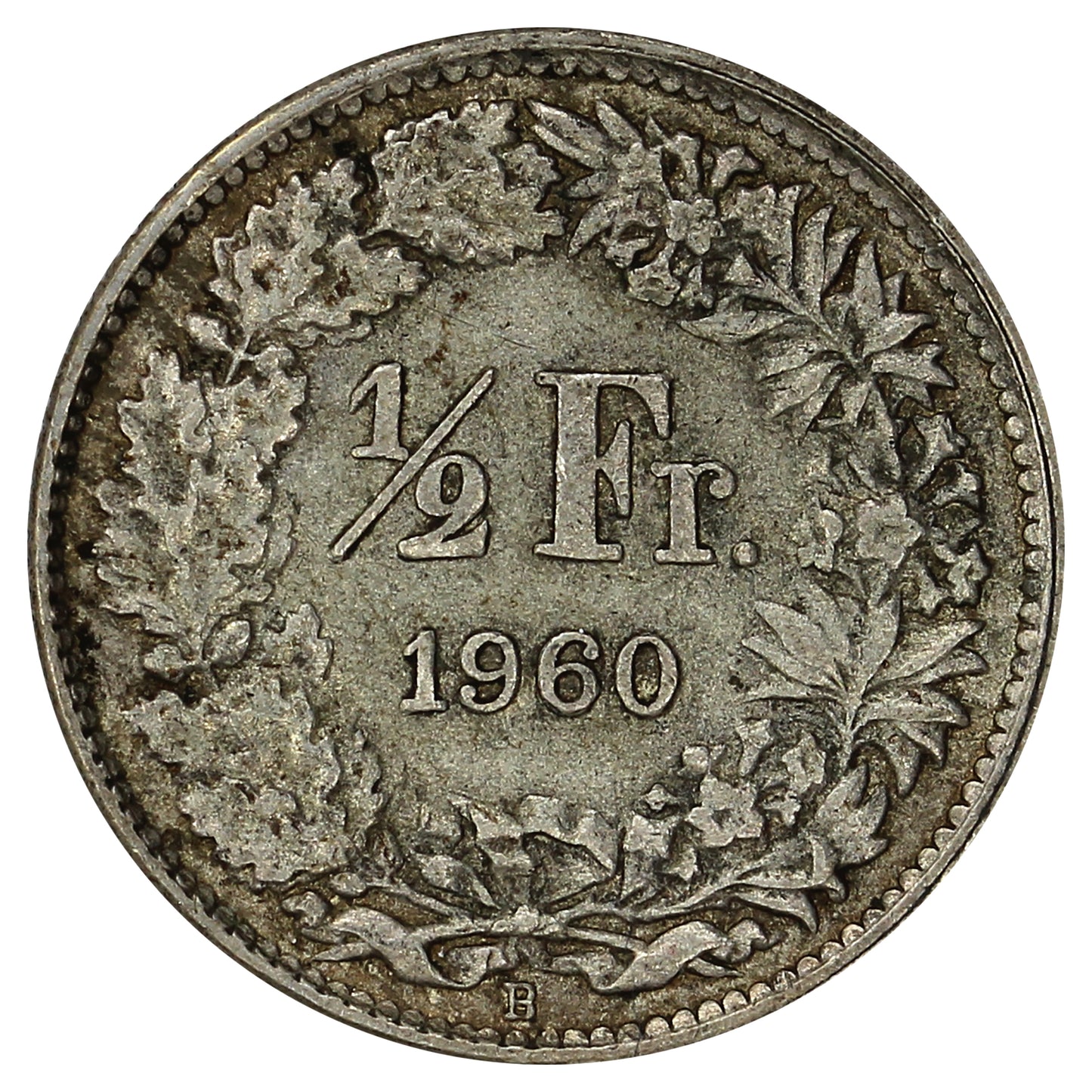 Switzerland 1960B 1/2 Franc Almost Uncirculated (AU50)