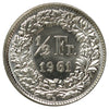 Switzerland 1961B 1/2 Franc Brilliant Uncirculated (MS63)