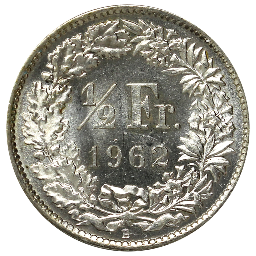 Switzerland 1962B 1/2 Franc Brilliant Uncirculated (MS63)