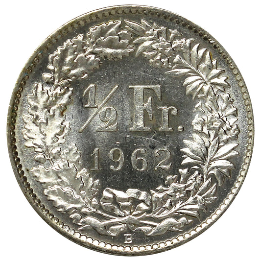 Switzerland 1962B 1/2 Franc Brilliant Uncirculated (MS63)