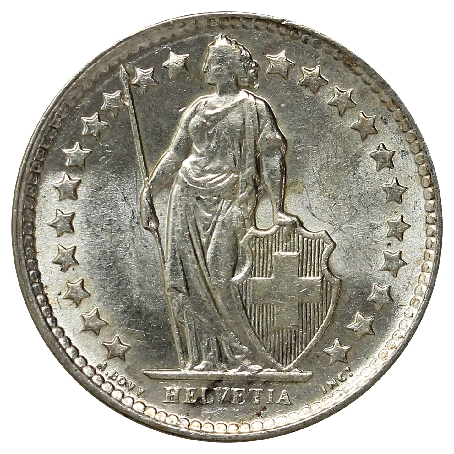 Switzerland 1964B 1/2 Franc Uncirculated (MS60)