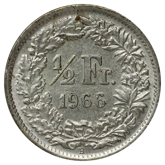 Switzerland 1966B 1/2 Franc Uncirculated (MS60)