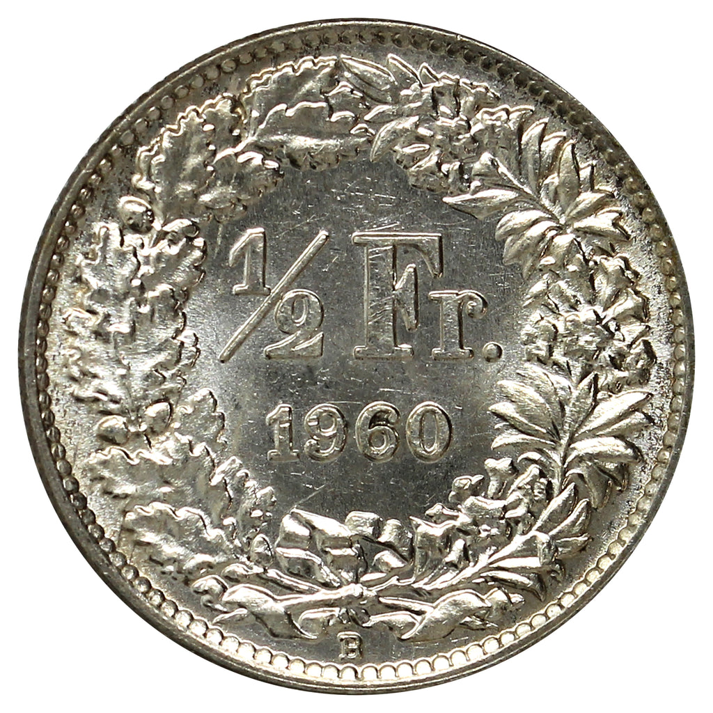 Switzerland 1960B 1/2 Franc Brilliant Uncirculated (MS63)