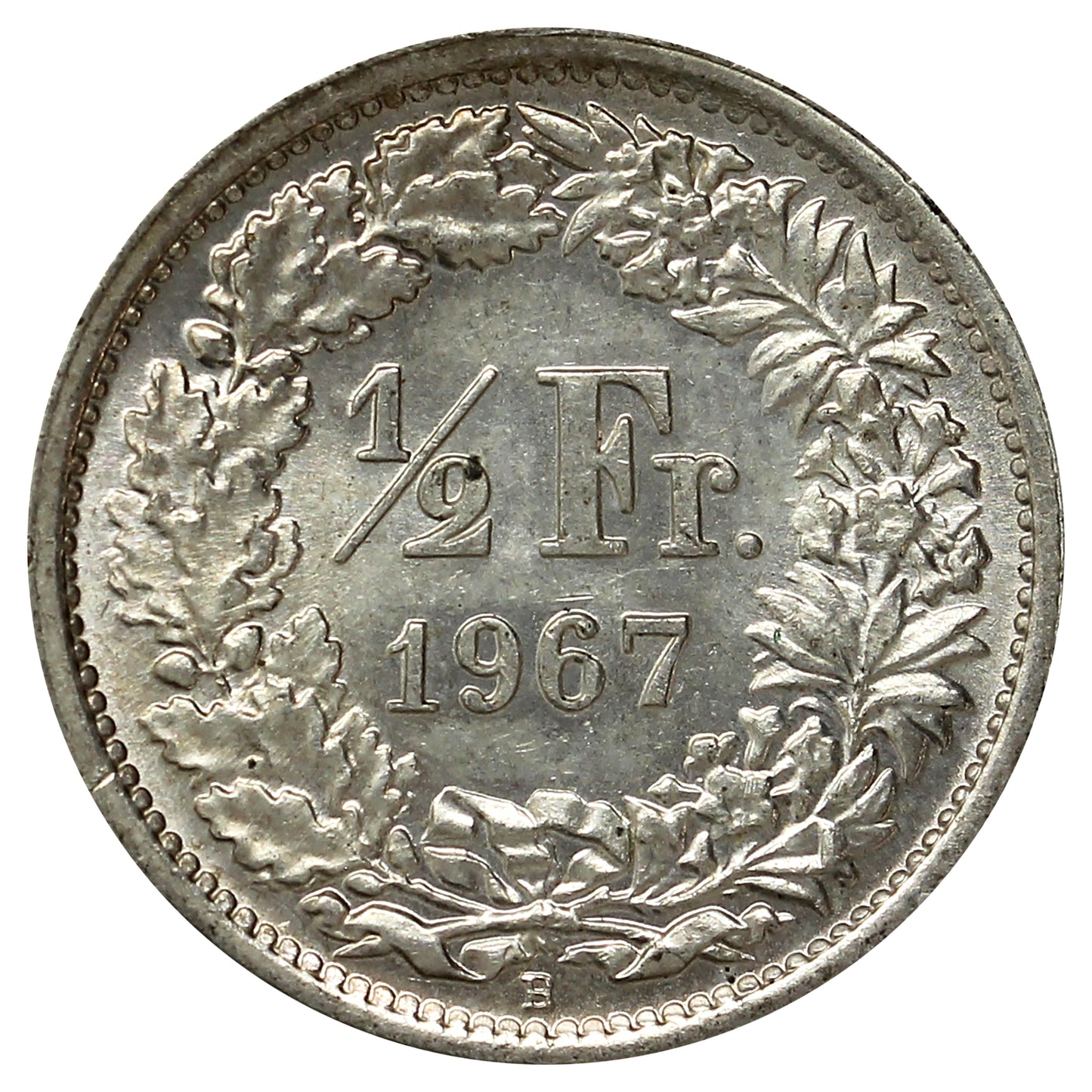 Switzerland 1967B 1/2 Franc Brilliant Uncirculated (MS63)