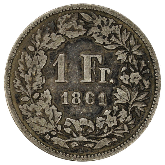 Switzerland 1861B Franc Very Fine (VF20)