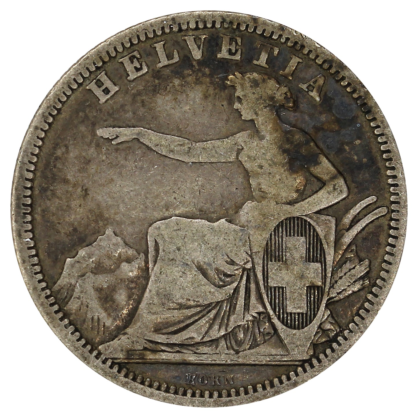 Switzerland 1861B Franc Very Fine (VF20)