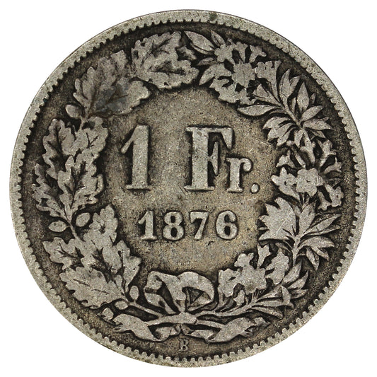 Switzerland 1876B Franc F-VF (F15)