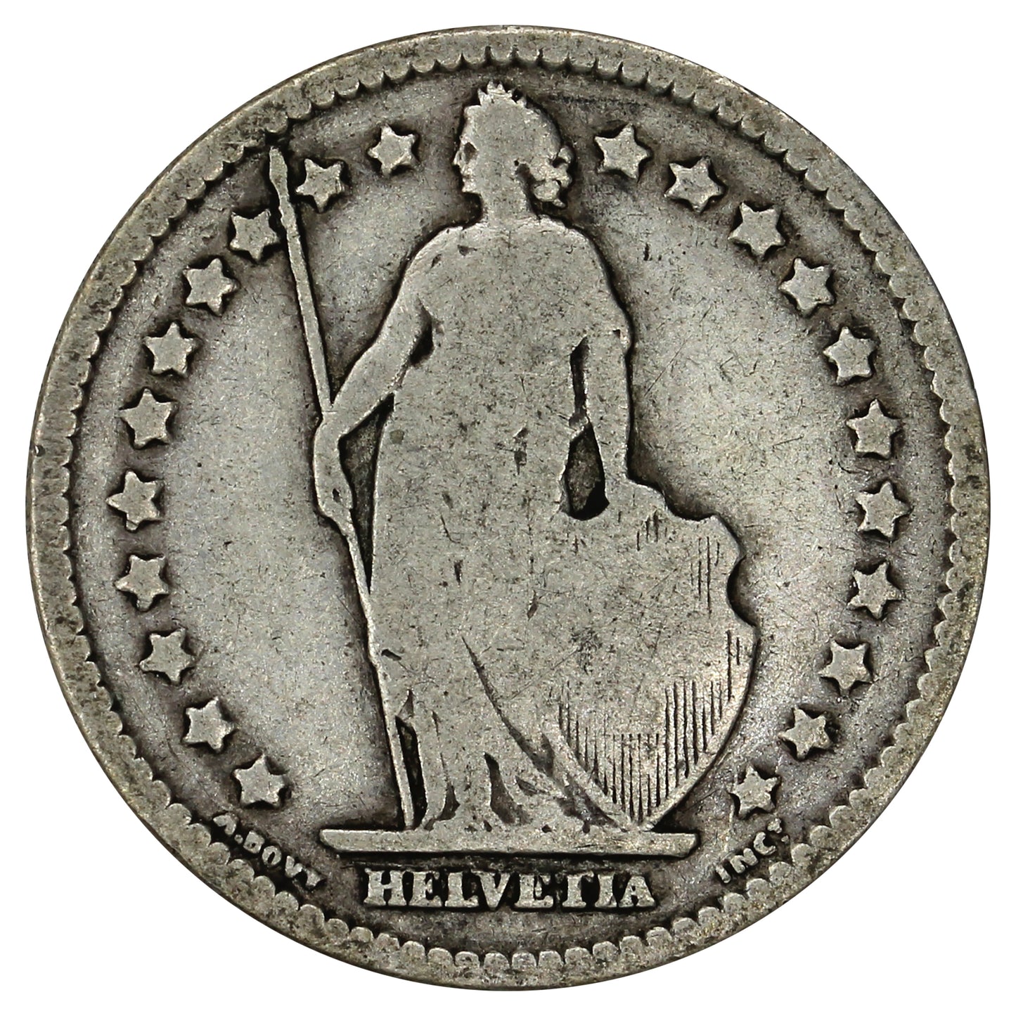 Switzerland 1886B Franc F-VF (F15)
