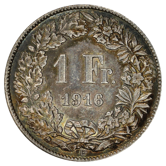 Switzerland 1916B Franc Almost Uncirculated (AU50)