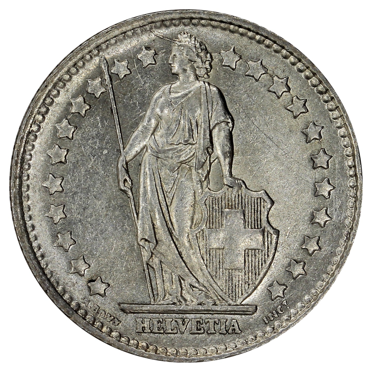Switzerland 1944B Franc Uncirculated (MS60)