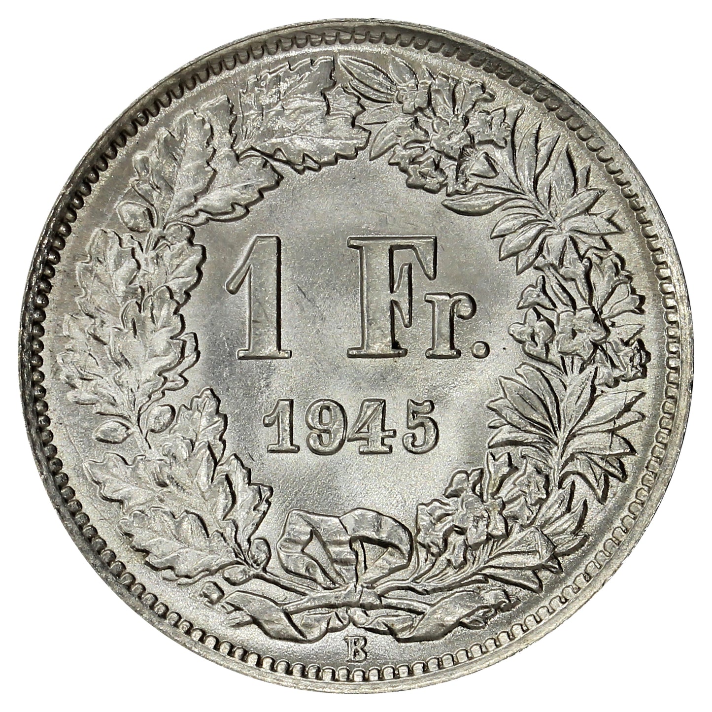 Switzerland 1945B Franc Brilliant Uncirculated (MS63)