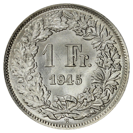 Switzerland 1945B Franc Brilliant Uncirculated (MS63)