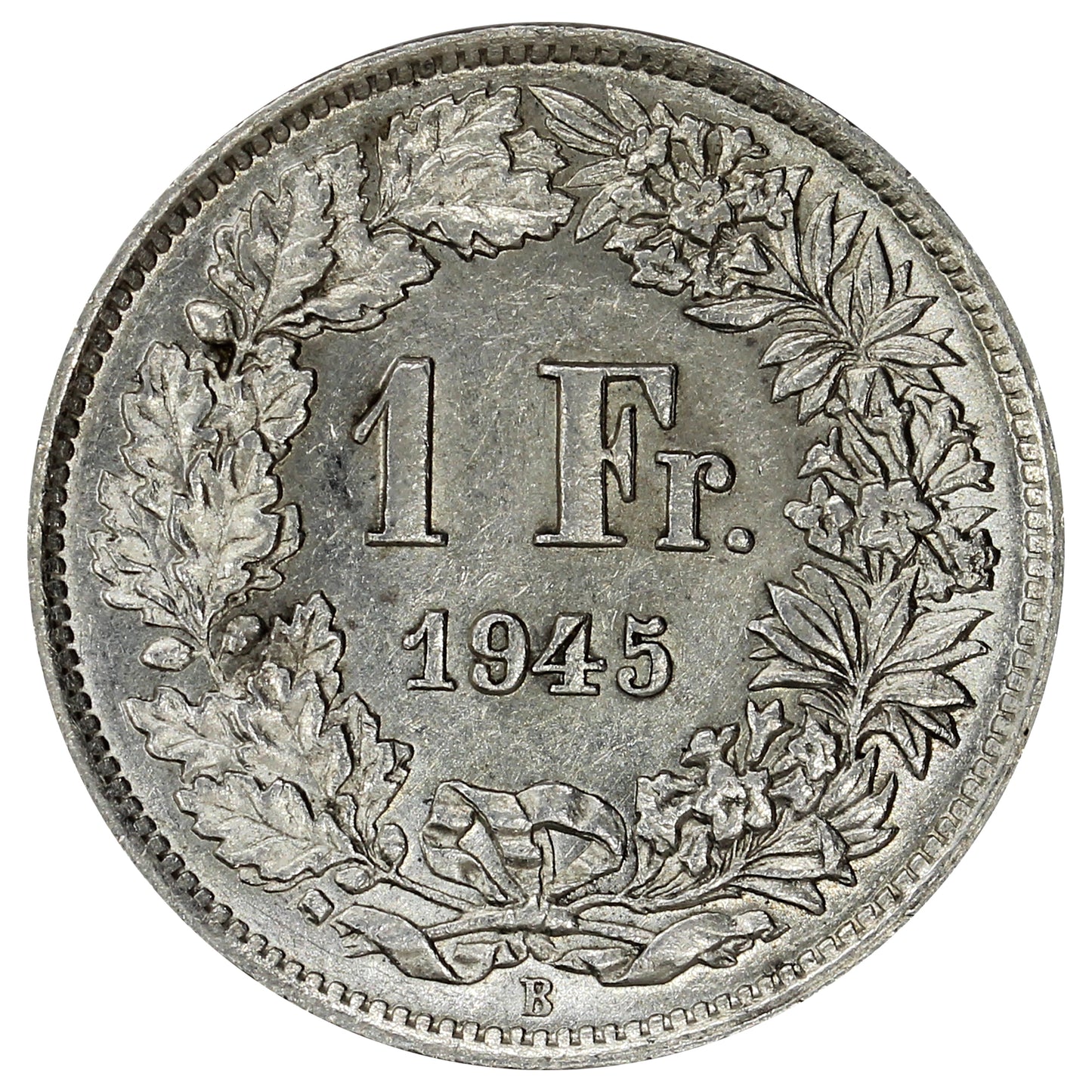 Switzerland 1945B Franc Uncirculated (MS60)