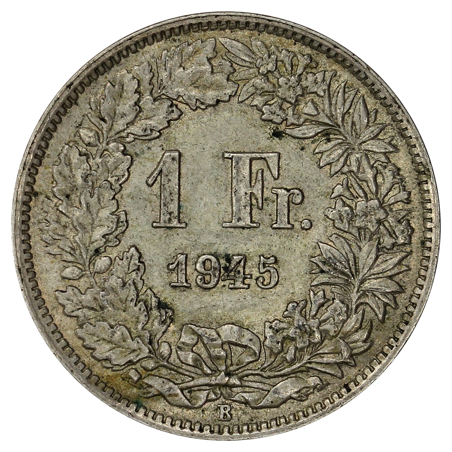 Switzerland 1945B Franc Almost Uncirculated (AU50)