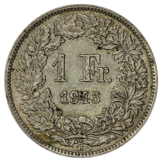 Switzerland 1945B Franc Almost Uncirculated (AU50)