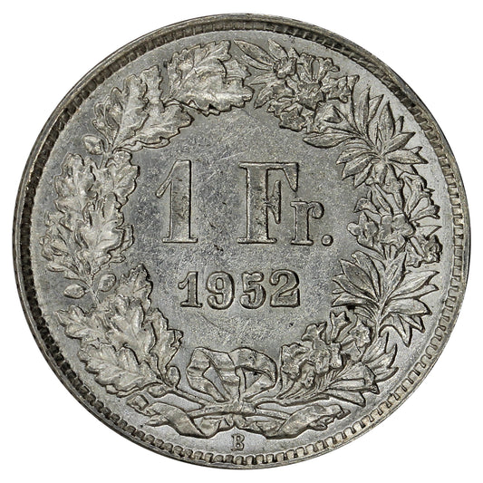Switzerland 1952B Franc Almost Uncirculated (AU50)