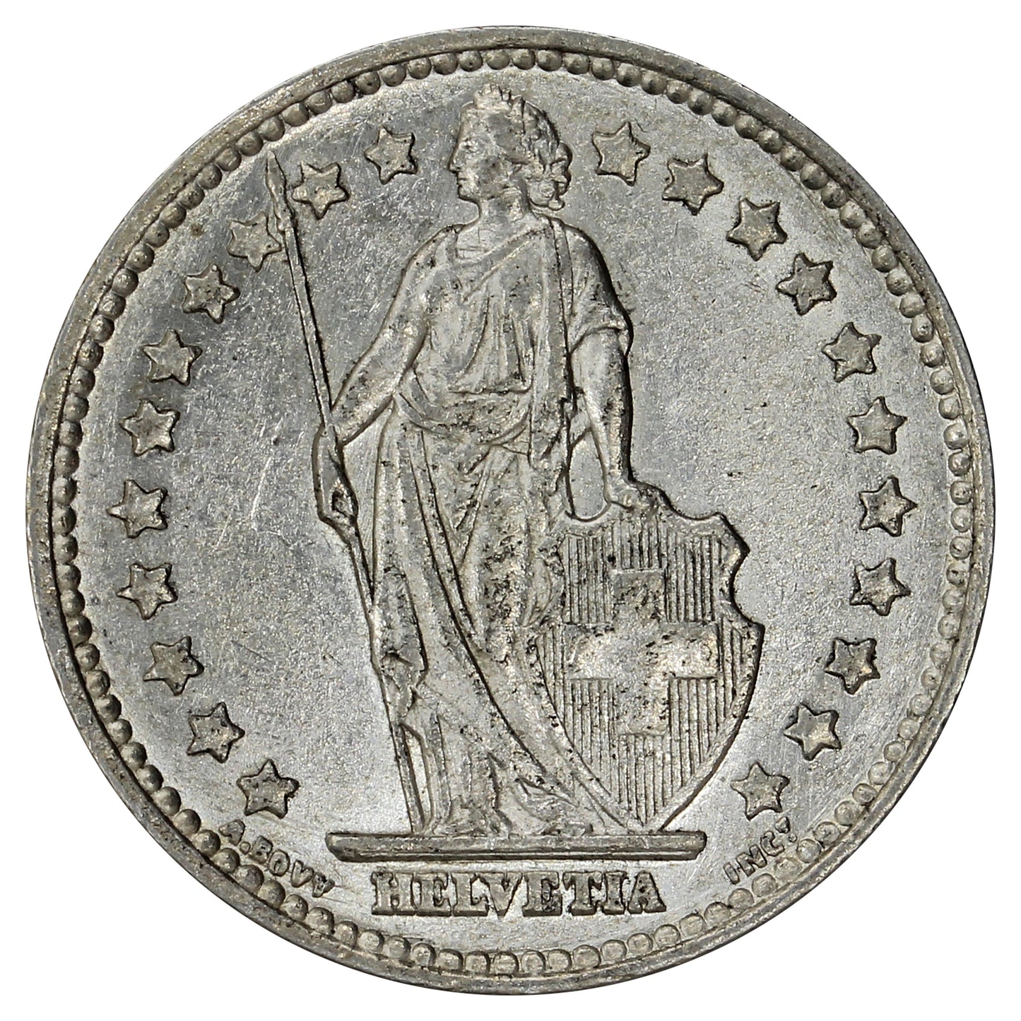 Switzerland 1952B Franc Almost Uncirculated (AU50)