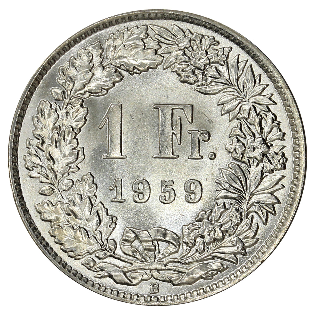 Switzerland 1959B Franc Brilliant Uncirculated (MS63)