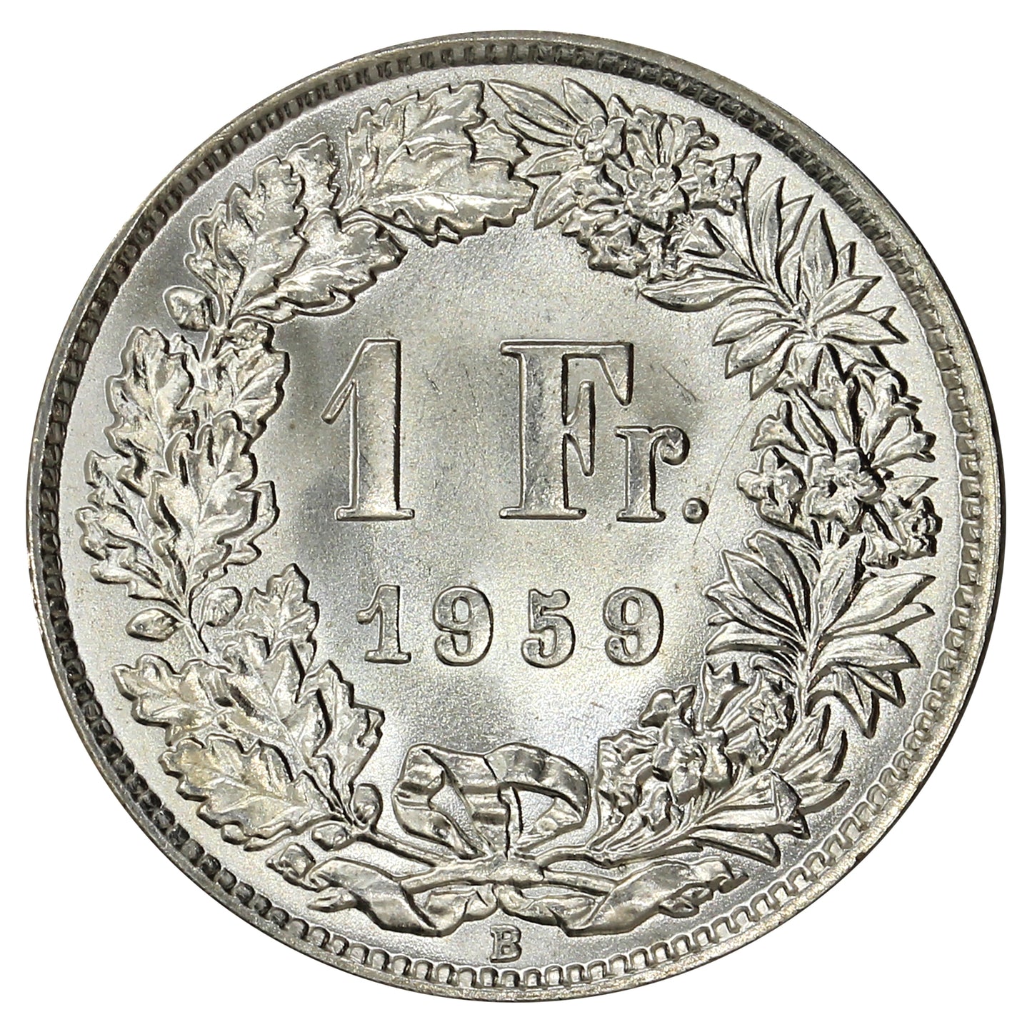 Switzerland 1959B Franc Brilliant Uncirculated (MS63)