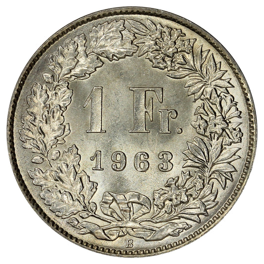 Switzerland 1963B Franc Brilliant Uncirculated (MS63)