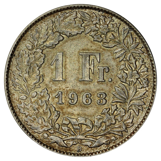 Switzerland 1963B Franc Almost Uncirculated (AU50)