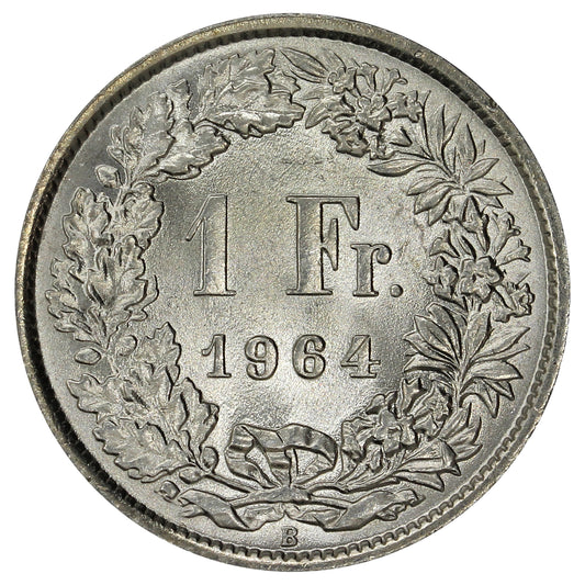Switzerland 1964B Franc Brilliant Uncirculated (MS63)