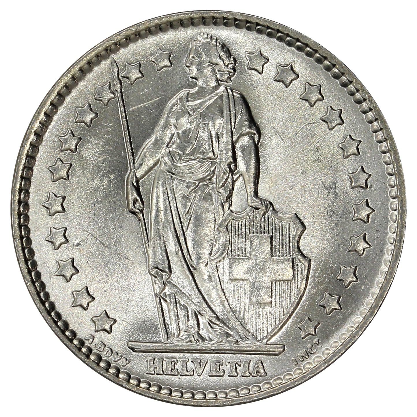 Switzerland 1964B Franc Brilliant Uncirculated (MS63)