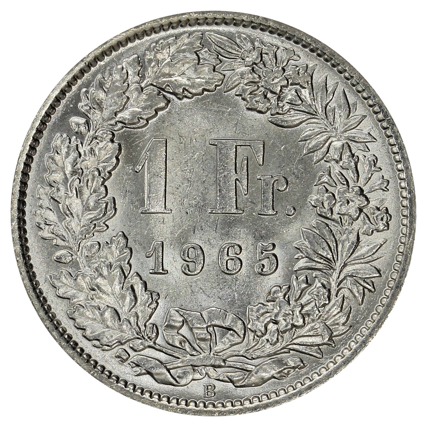 Switzerland 1965B Franc Brilliant Uncirculated (MS63)