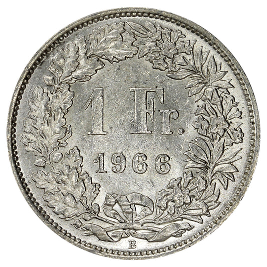 Switzerland 1966B Franc Uncirculated (MS60)