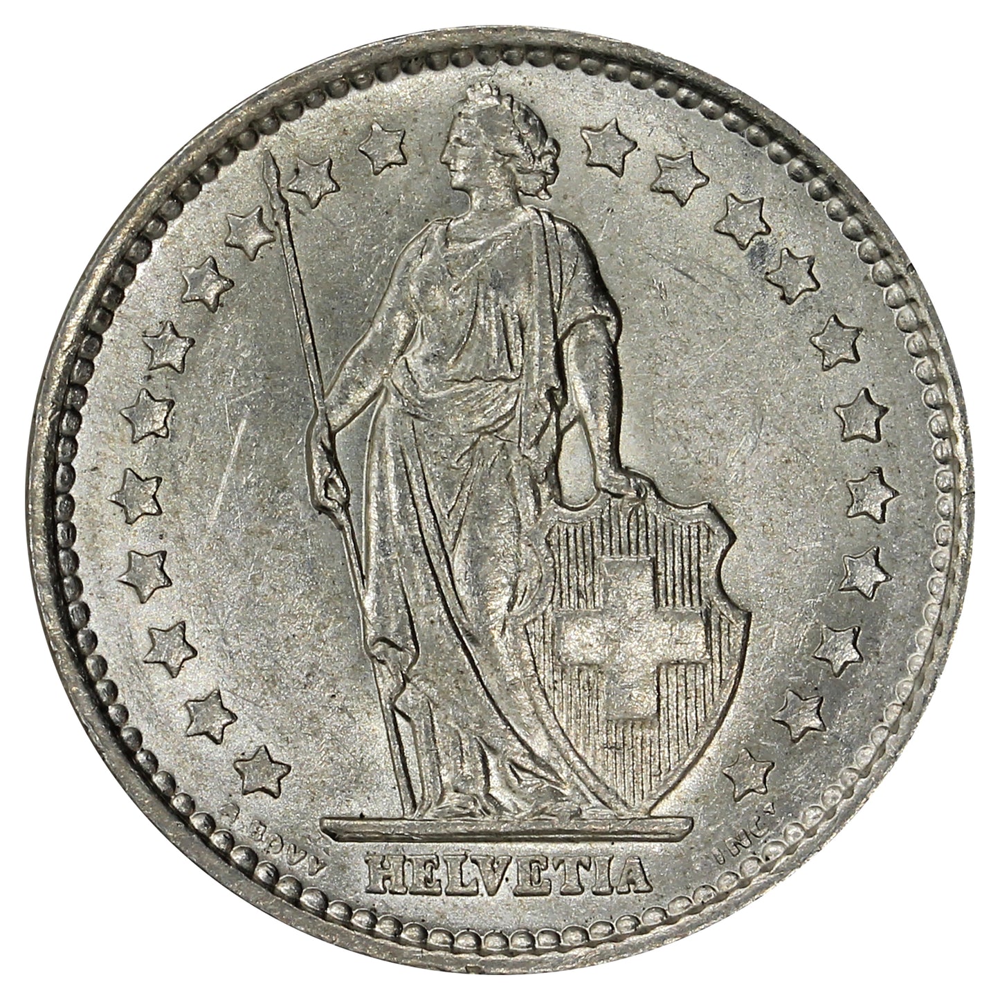 Switzerland 1966B Franc Uncirculated (MS60)