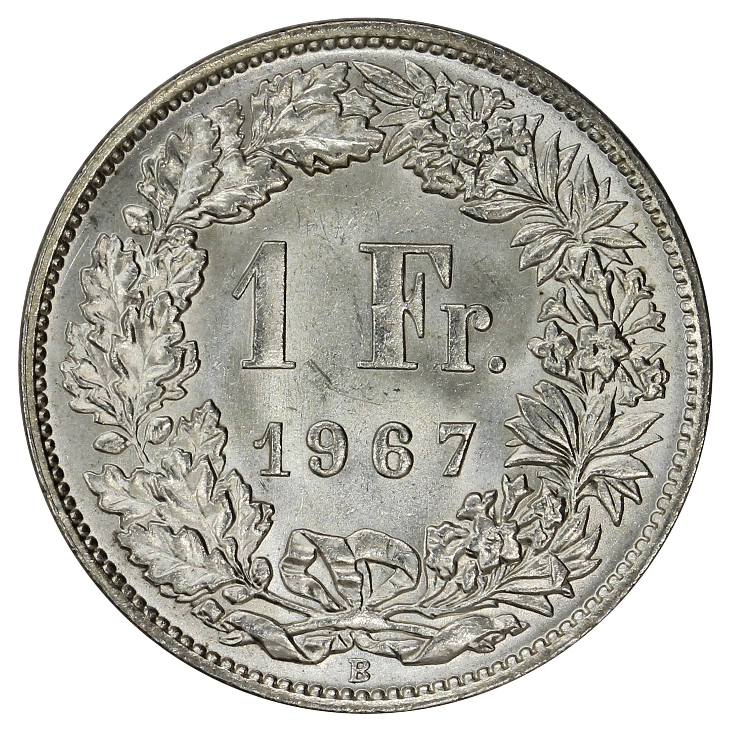 Switzerland 1967B Franc Brilliant Uncirculated (MS63)