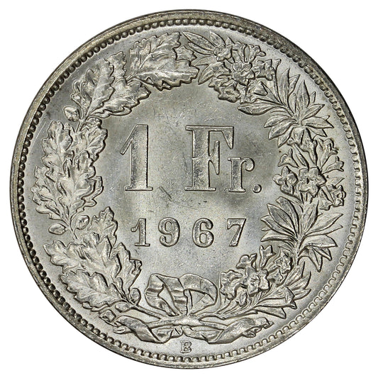 Switzerland 1967B Franc Brilliant Uncirculated (MS63)