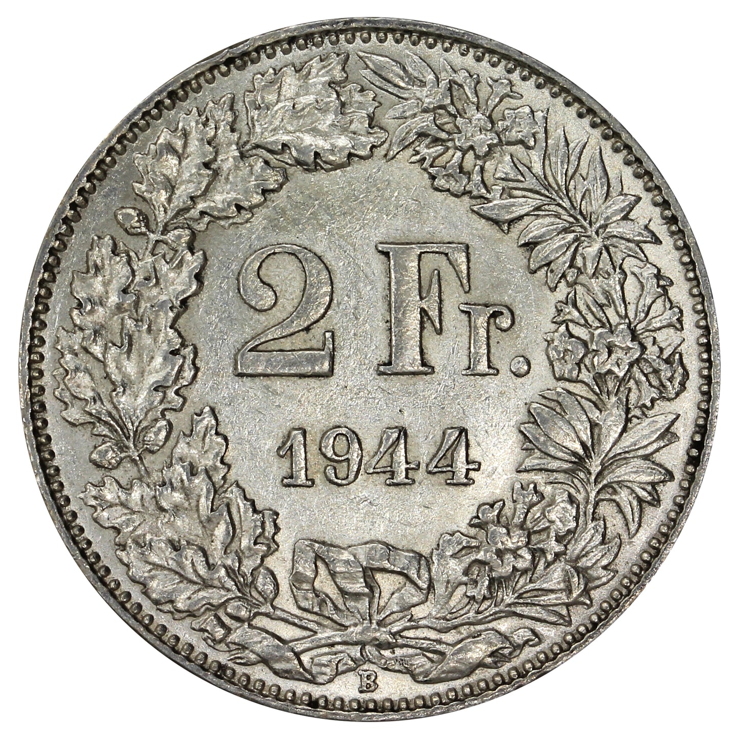 Switzerland 1944B 2 Francs Uncirculated (MS60)