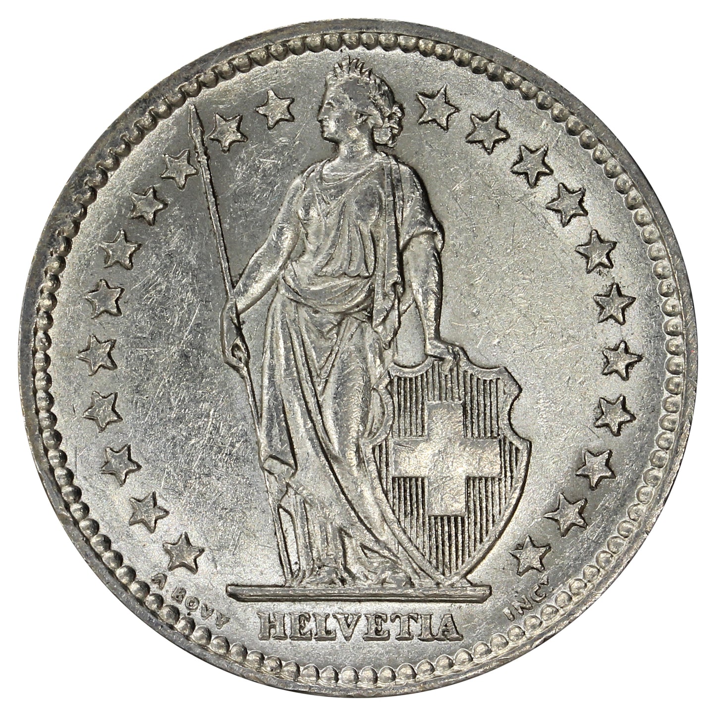 Switzerland 1944B 2 Francs Uncirculated (MS60)
