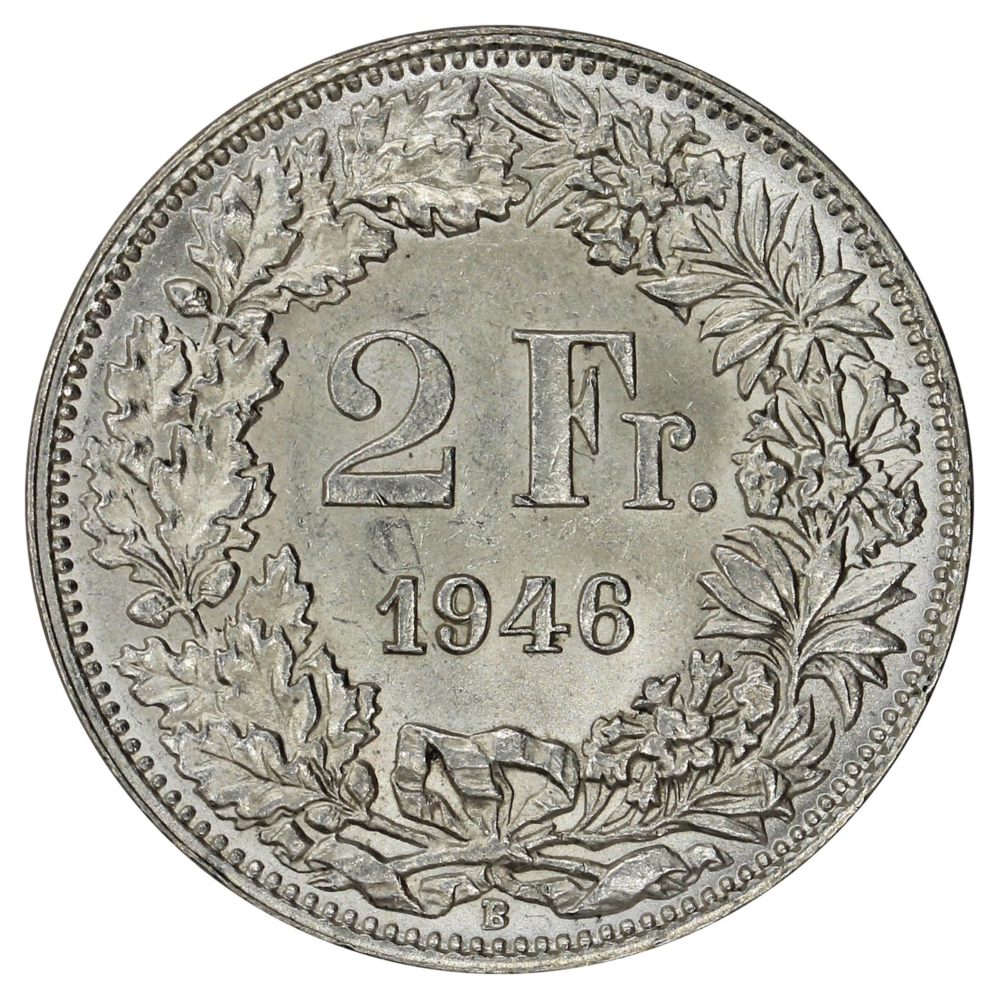 Switzerland 1946B 2 Francs Brilliant Uncirculated (MS63)