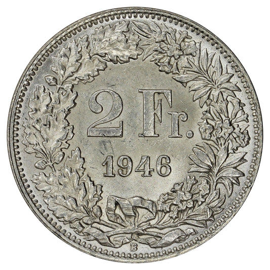 Switzerland 1946B 2 Francs Brilliant Uncirculated (MS63)