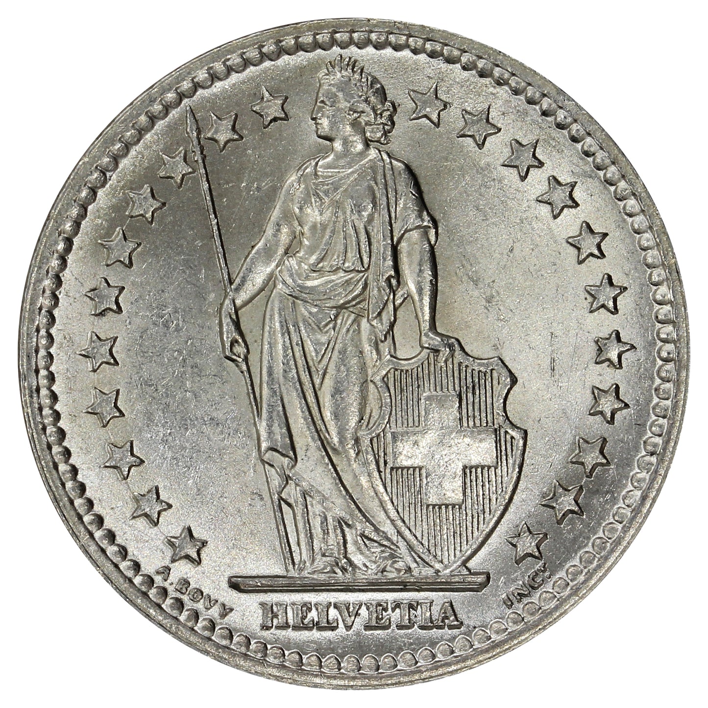 Switzerland 1946B 2 Francs Brilliant Uncirculated (MS63)