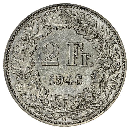 Switzerland 1946B 2 Francs Uncirculated (MS60)