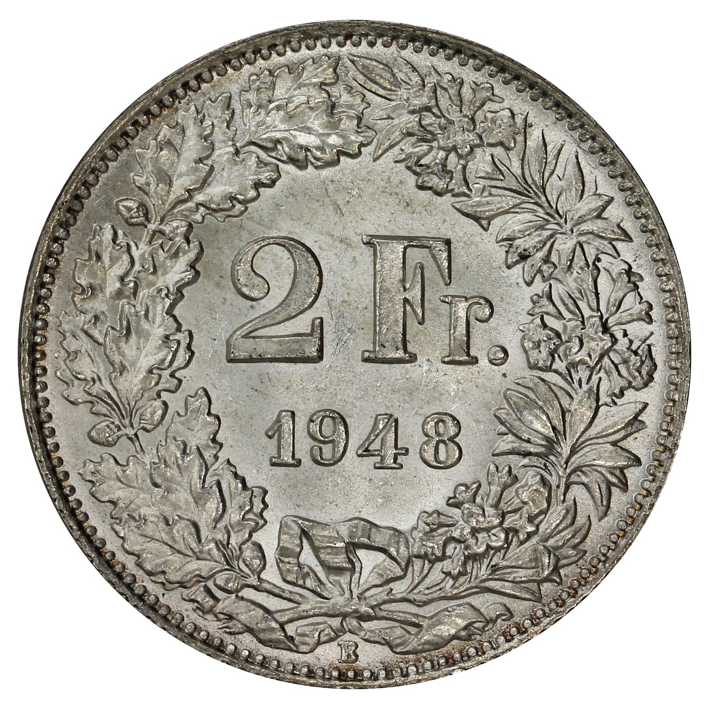 Switzerland 1948B 2 Francs Brilliant Uncirculated (MS63)