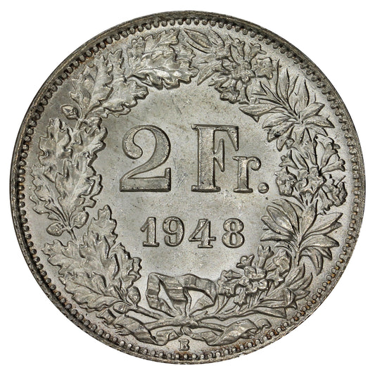 Switzerland 1948B 2 Francs Brilliant Uncirculated (MS63)