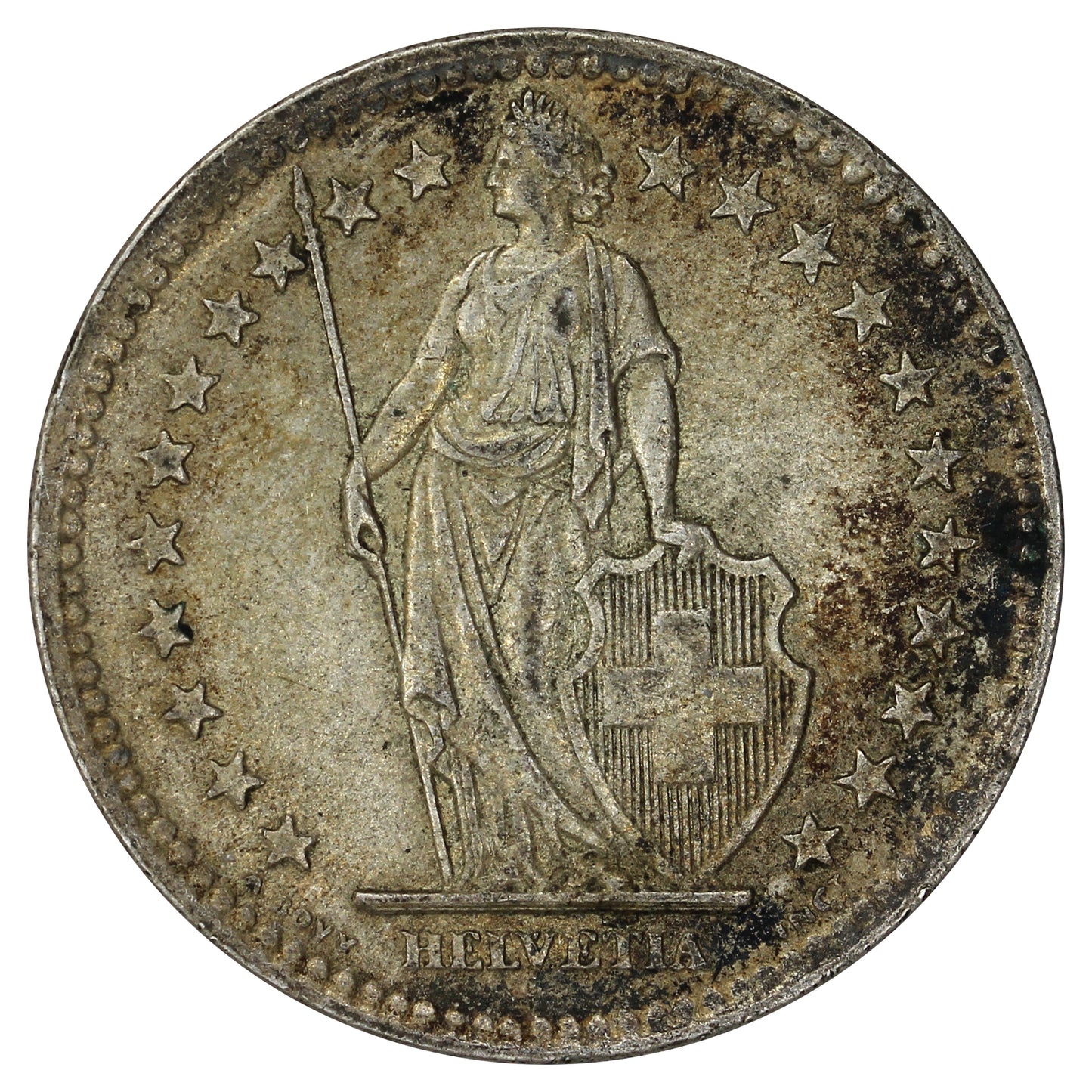 Switzerland 1948B 2 Francs Almost Uncirculated (AU50)