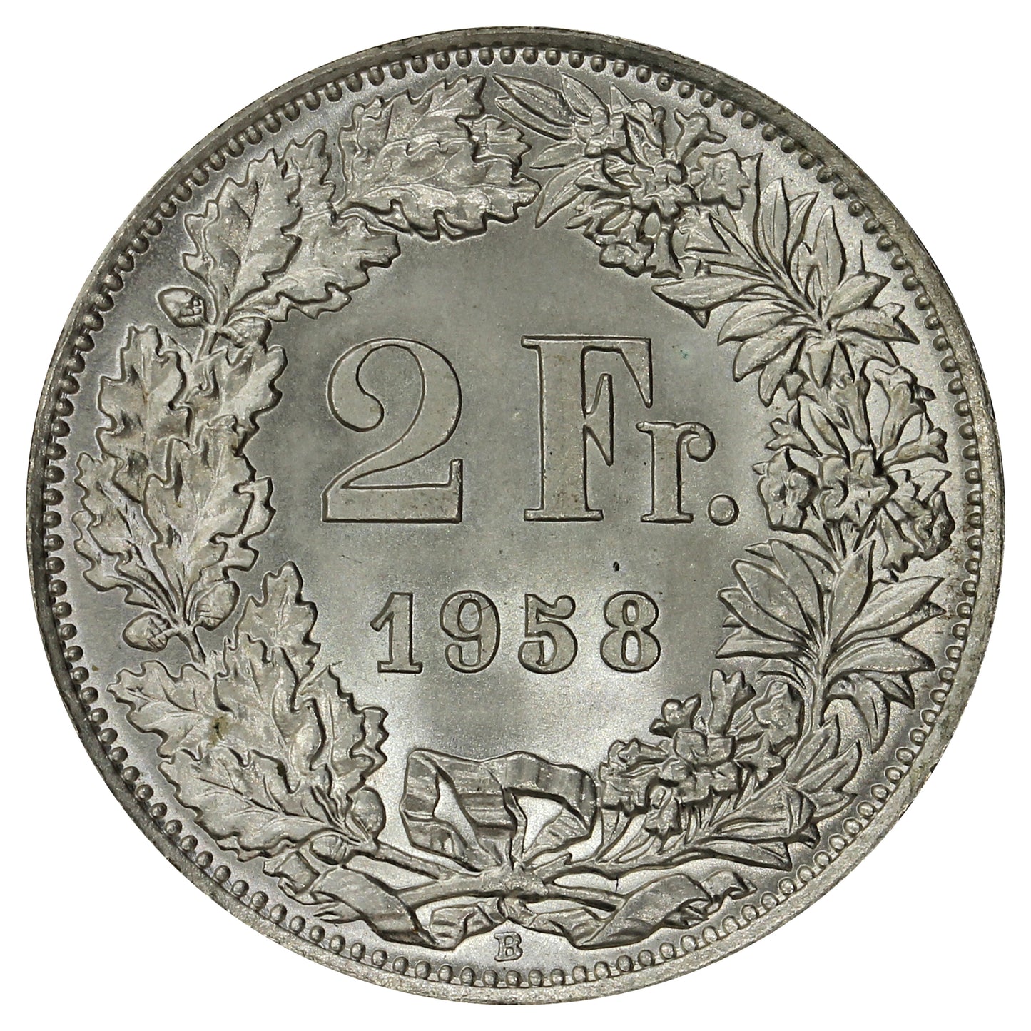 Switzerland 1958B 2 Francs Choice Brilliant Uncirculated (MS64)